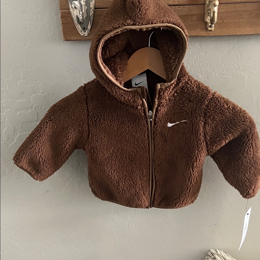 Nike Brown Sherpa Fleece Hoodie Jacket - Toddler